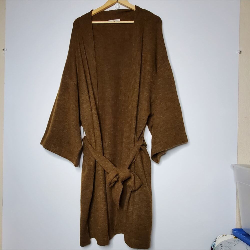 Grade Gather Brown knit longline cardigan with waist tie Size medium